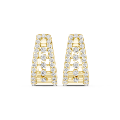 Polaris Taper-Diamond Huggie Hoops | Sculpted Luxe Gold | Ultra Sparkle Modern Earrings