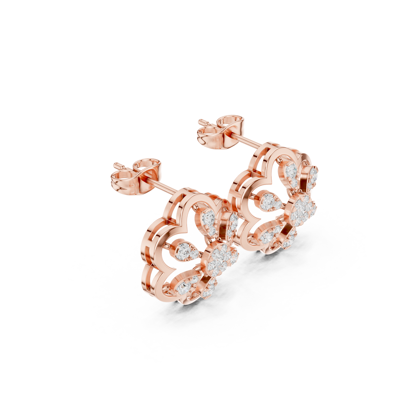 Gilded Petal Fusion Studs — Interlocked Floral Diamond Spark Earrings (Designer Exclusive)