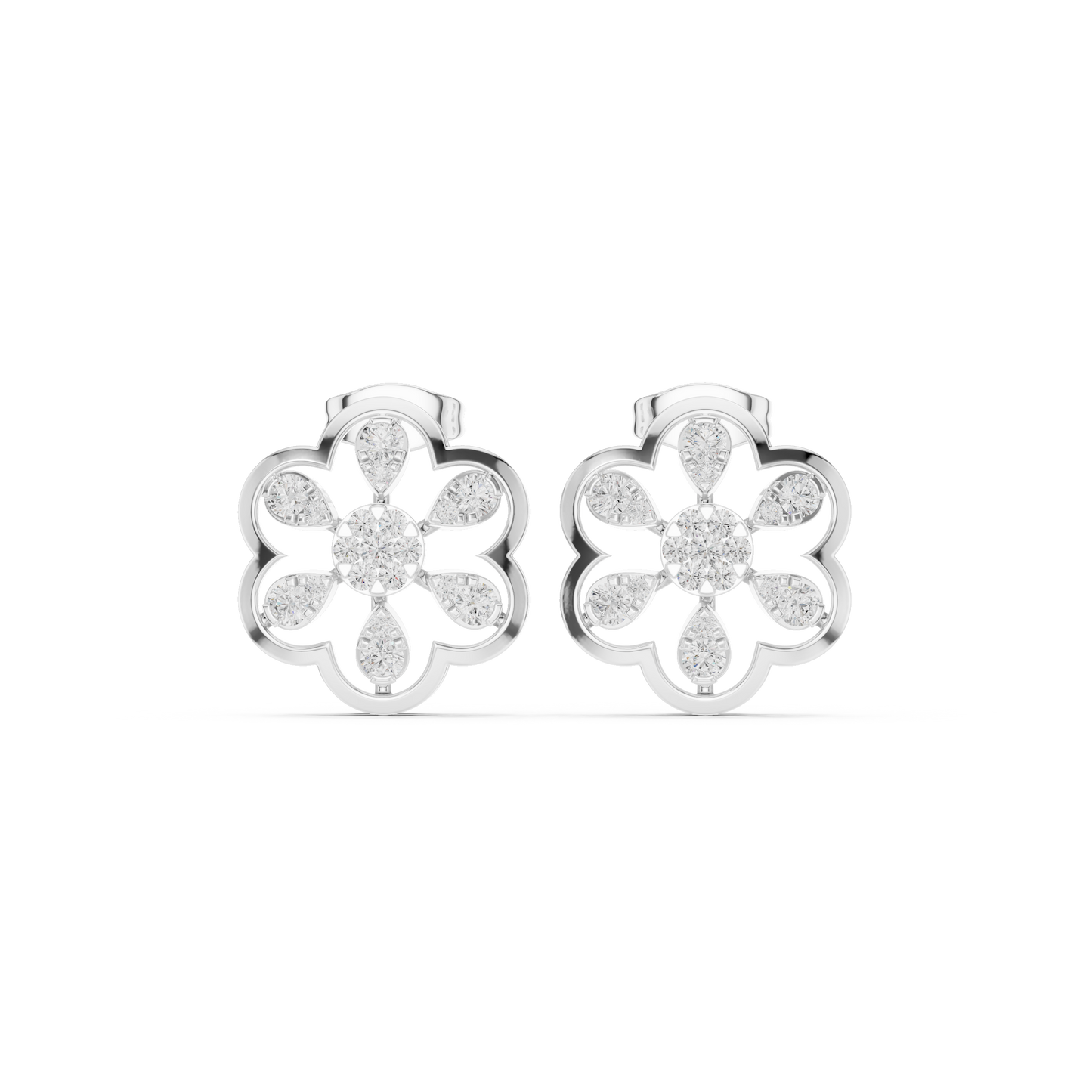 Gilded Petal Fusion Studs — Interlocked Floral Diamond Spark Earrings (Designer Exclusive)