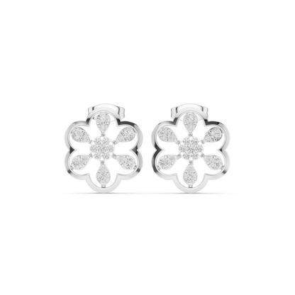 Gilded Petal Fusion Studs — Interlocked Floral Diamond Spark Earrings (Designer Exclusive)