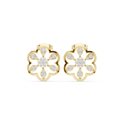 Gilded Petal Fusion Studs — Interlocked Floral Diamond Spark Earrings (Designer Exclusive)