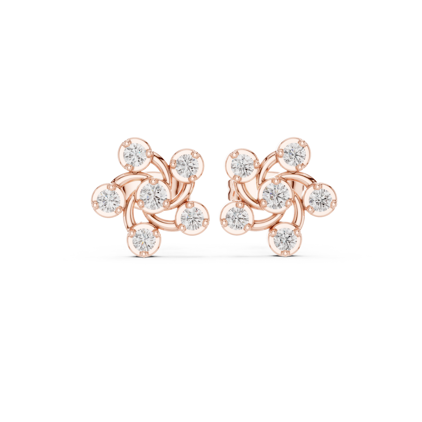Imperial Halo Diamond Studs | Premium Gold Sculpted Art | Rare Elegant Contemporary Statement Earrings