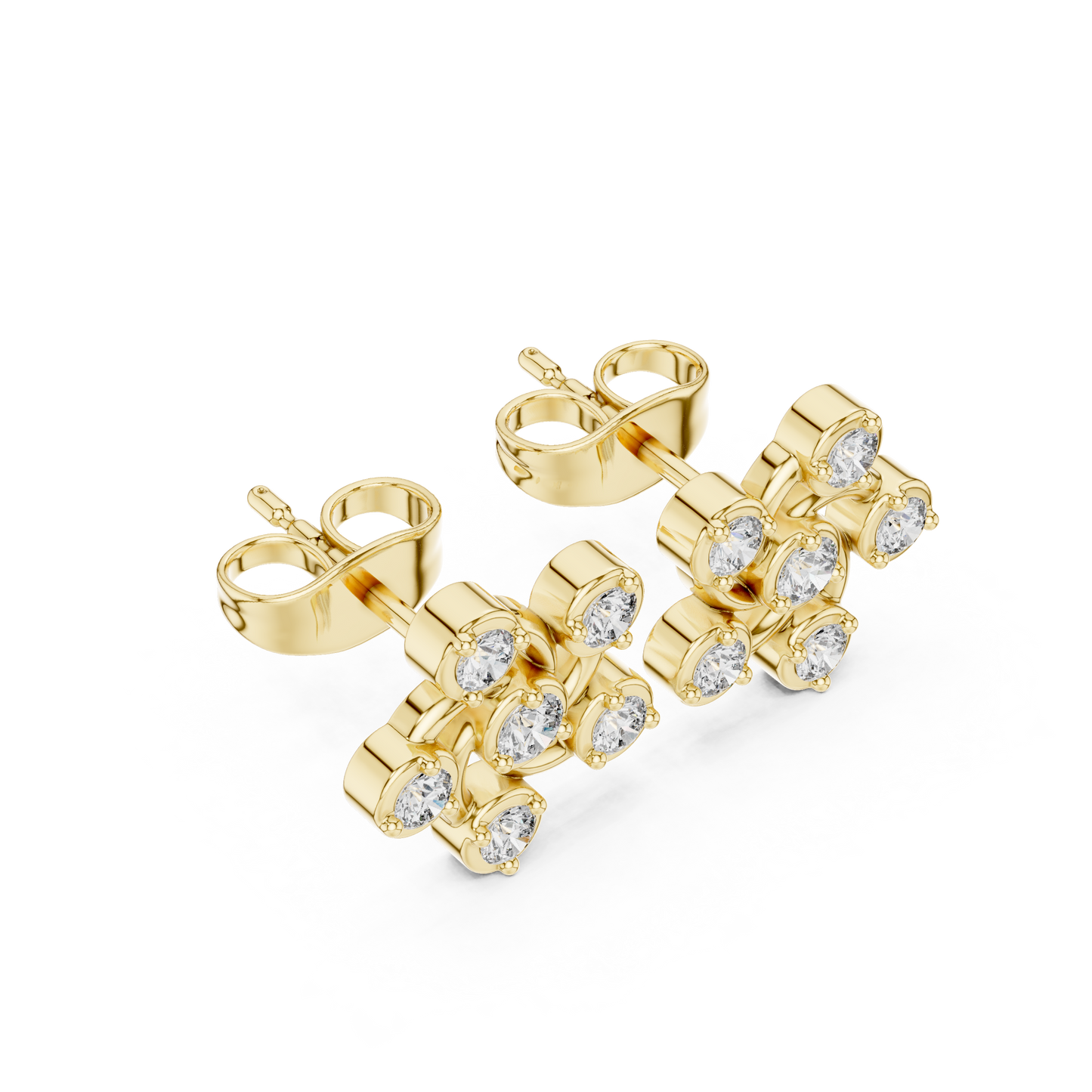 Imperial Halo Diamond Studs | Premium Gold Sculpted Art | Rare Elegant Contemporary Statement Earrings