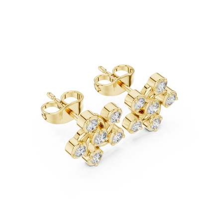 Imperial Halo Diamond Studs | Premium Gold Sculpted Art | Rare Elegant Contemporary Statement Earrings