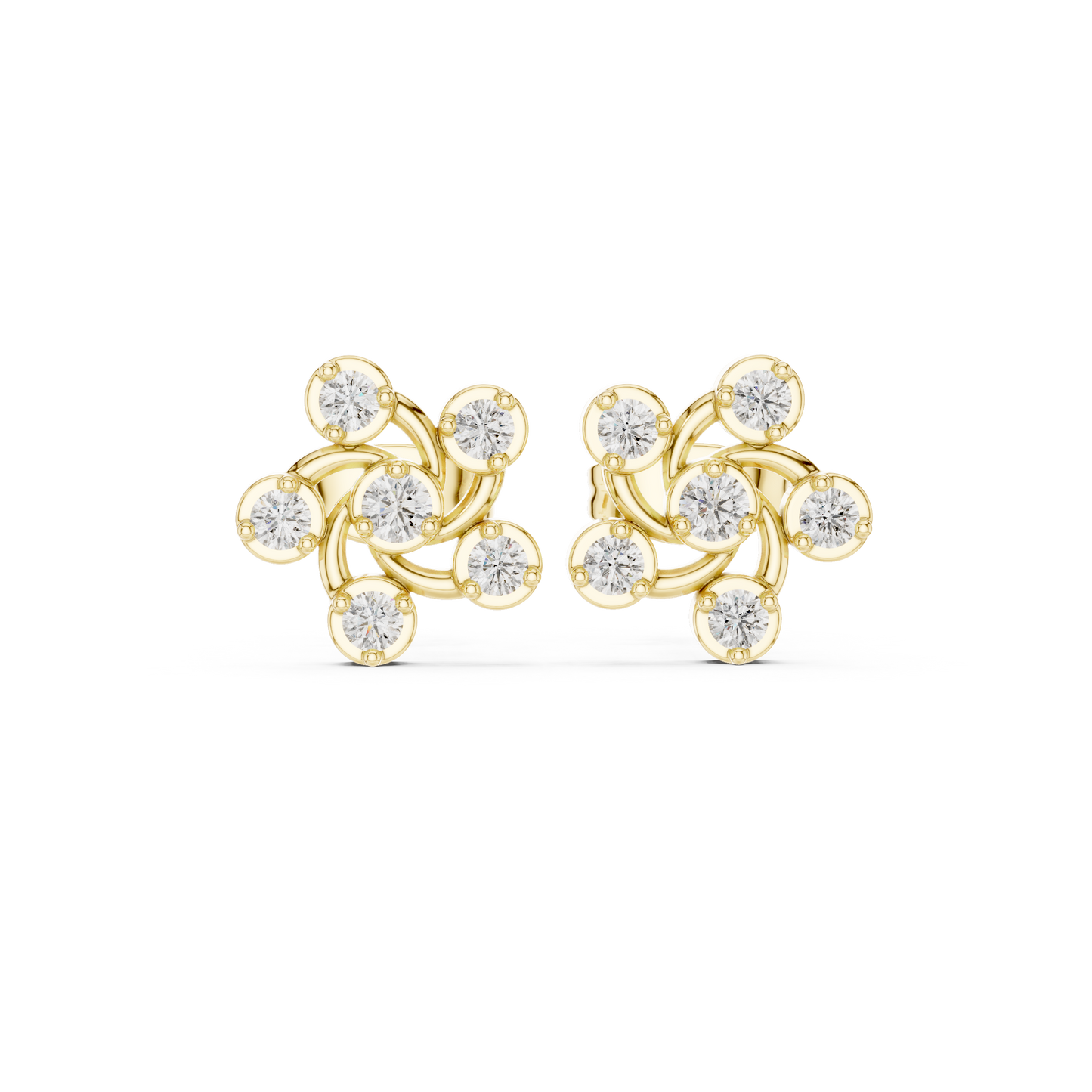 Imperial Halo Diamond Studs | Premium Gold Sculpted Art | Rare Elegant Contemporary Statement Earrings