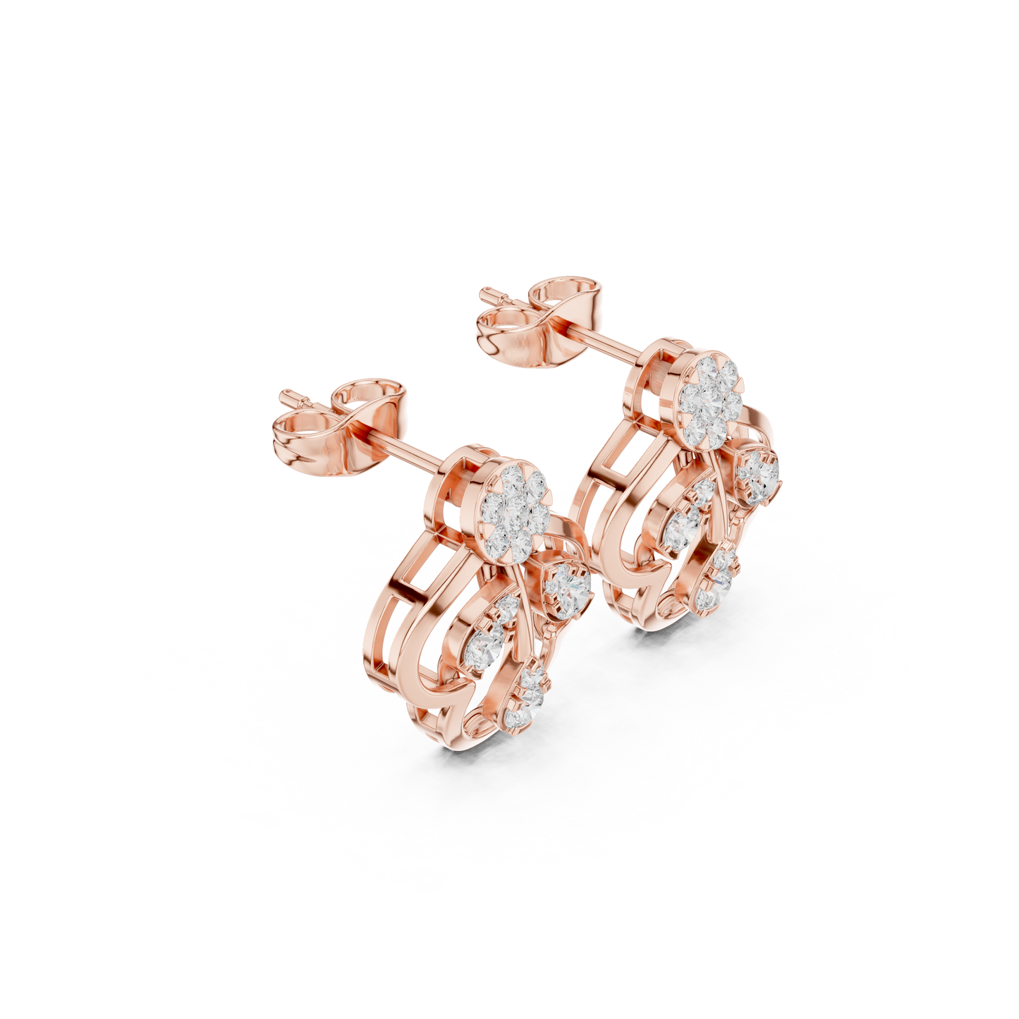 Pristine Helix Clover Studs — Multi-Loop Diamond Petal Architecture - Gift For Her