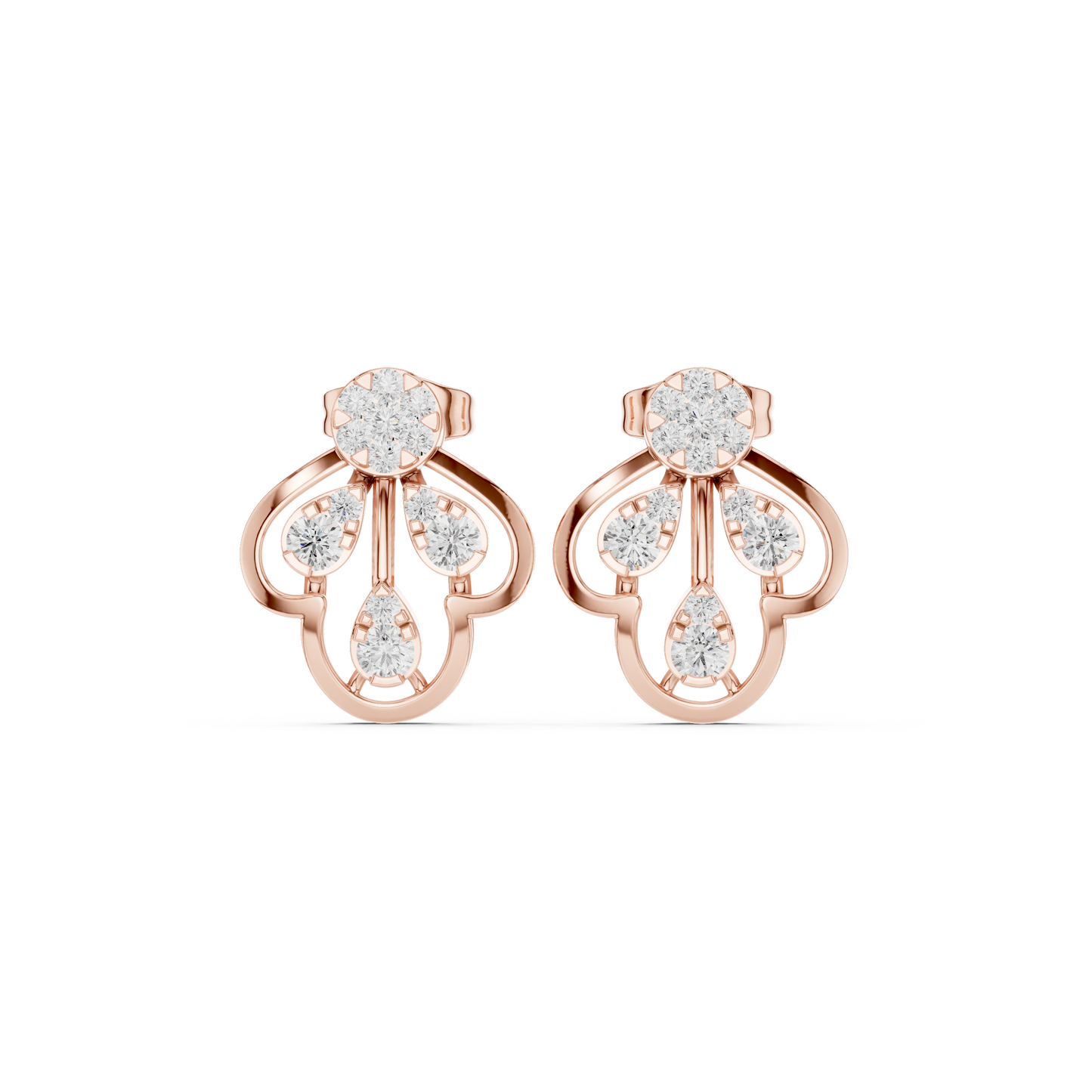 Pristine Helix Clover Studs — Multi-Loop Diamond Petal Architecture - Gift For Her
