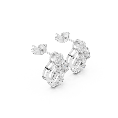 Pristine Helix Clover Studs — Multi-Loop Diamond Petal Architecture - Gift For Her