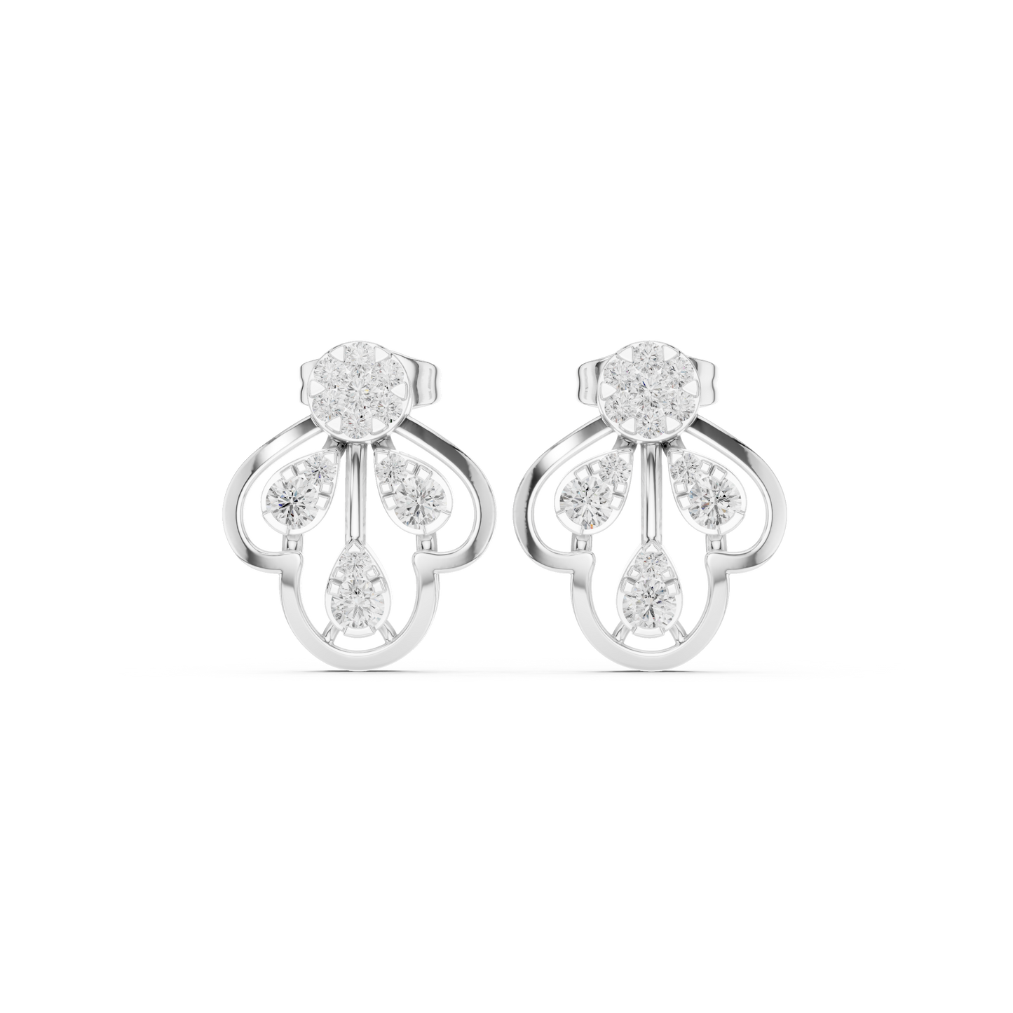 Pristine Helix Clover Studs — Multi-Loop Diamond Petal Architecture - Gift For Her