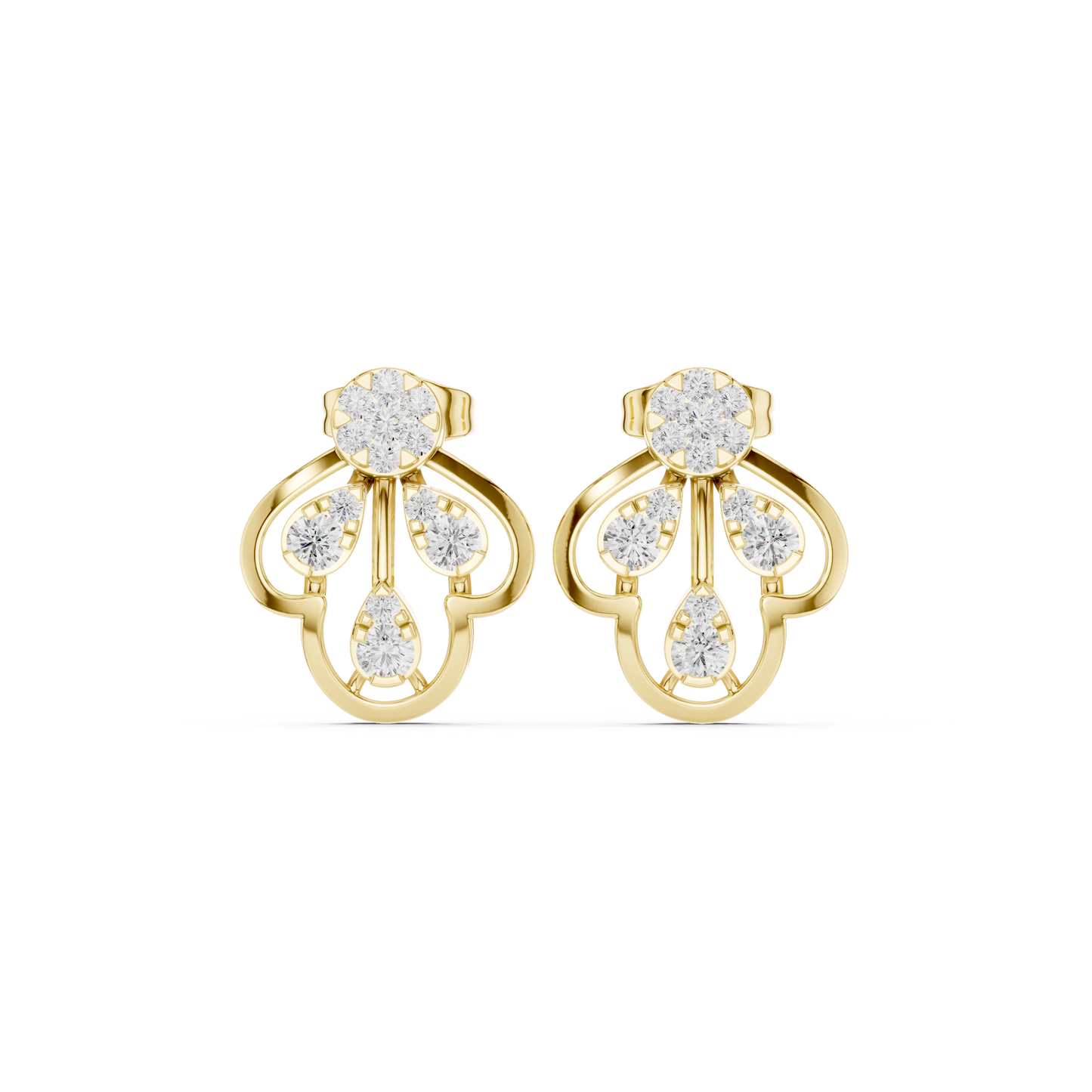 Pristine Helix Clover Studs — Multi-Loop Diamond Petal Architecture - Gift For Her