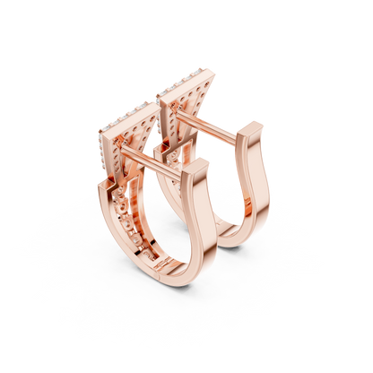 Tri-Contour Diamond Earrings · Defined Gold Hoops · Art-Inspired Geometry - Futuristic Fine Jewelry