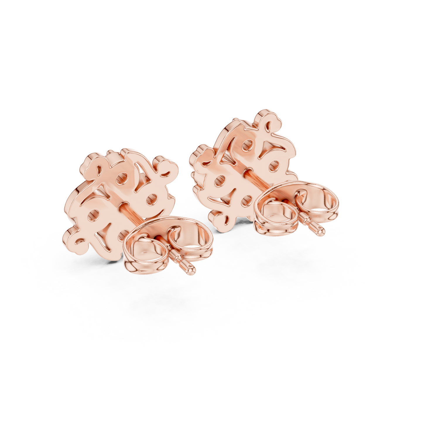 Signature Diamond Studs | Royal Floral Motif | Premium Silver Rose Plated Sparkle Statement Earrings