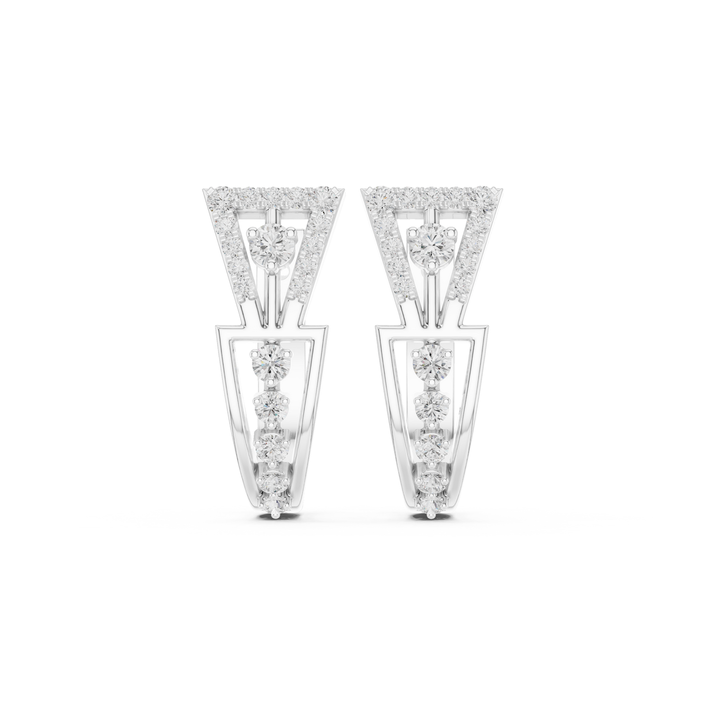 Tri-Contour Diamond Earrings · Defined Gold Hoops · Art-Inspired Geometry - Futuristic Fine Jewelry