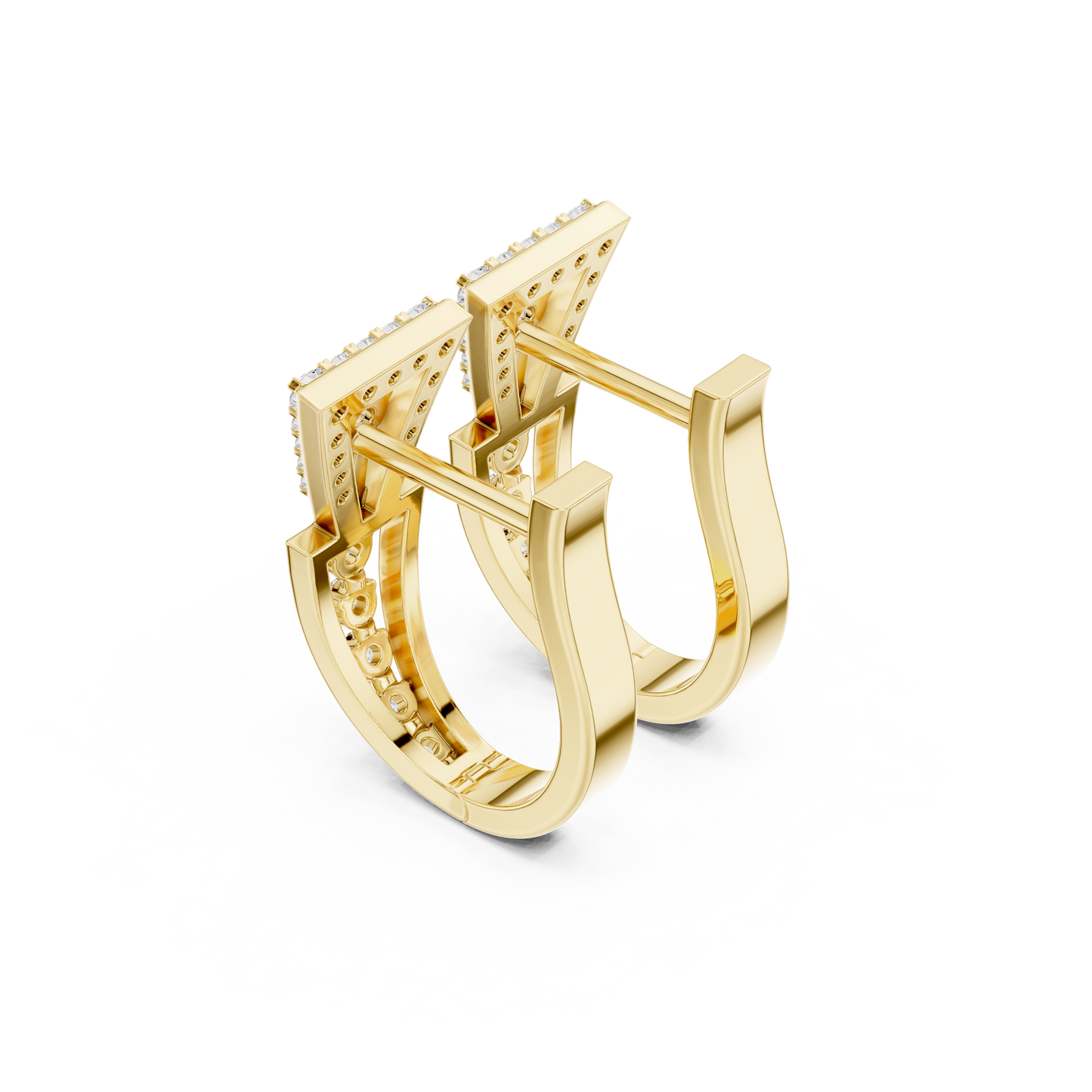 Tri-Contour Diamond Earrings · Defined Gold Hoops · Art-Inspired Geometry - Futuristic Fine Jewelry