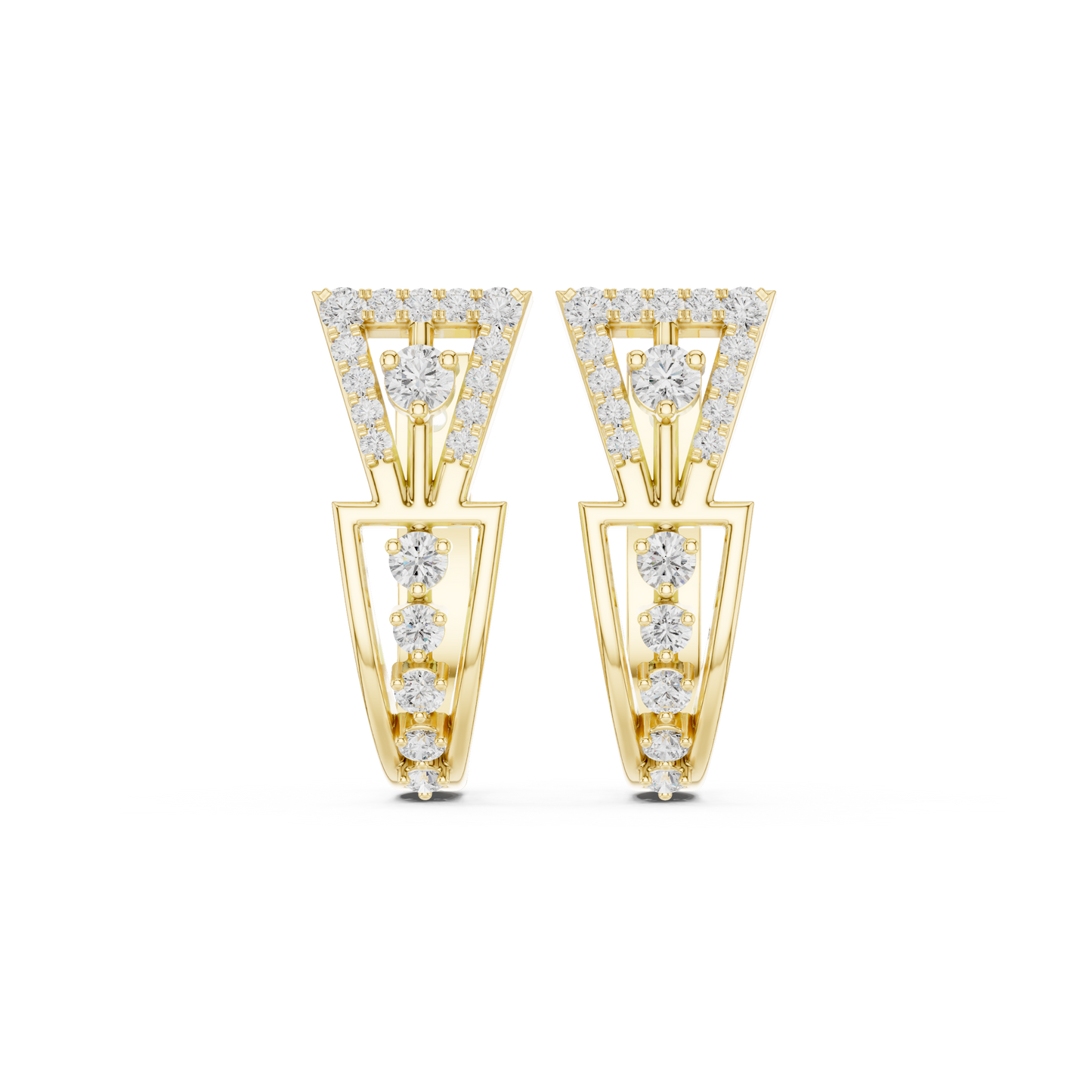 Tri-Contour Diamond Earrings · Defined Gold Hoops · Art-Inspired Geometry - Futuristic Fine Jewelry