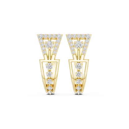 Tri-Contour Diamond Earrings · Defined Gold Hoops · Art-Inspired Geometry - Futuristic Fine Jewelry