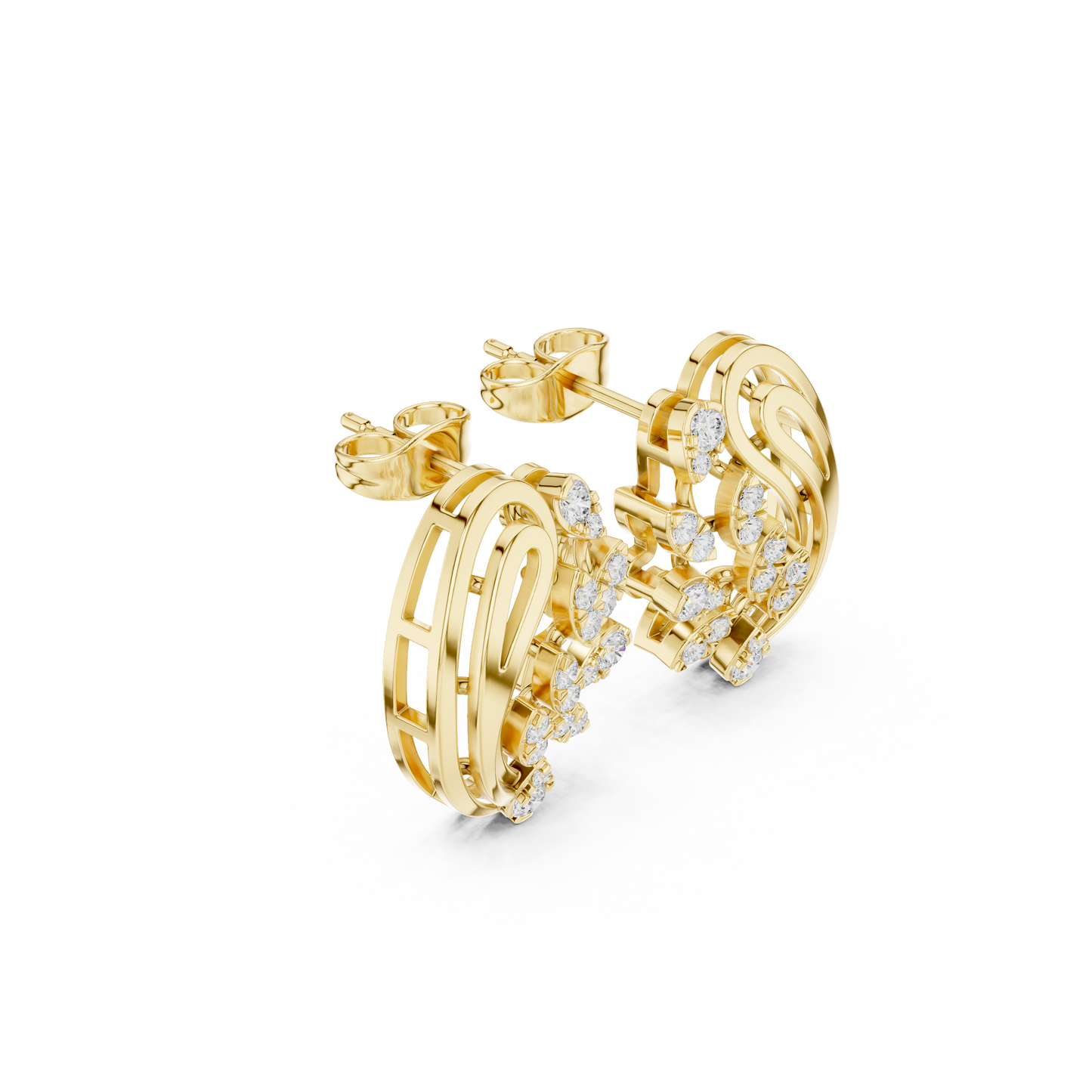 Eon Wave Quantum-Carved Diamond Loops — Celestial Torque Illumination - Engagement Gift For Her