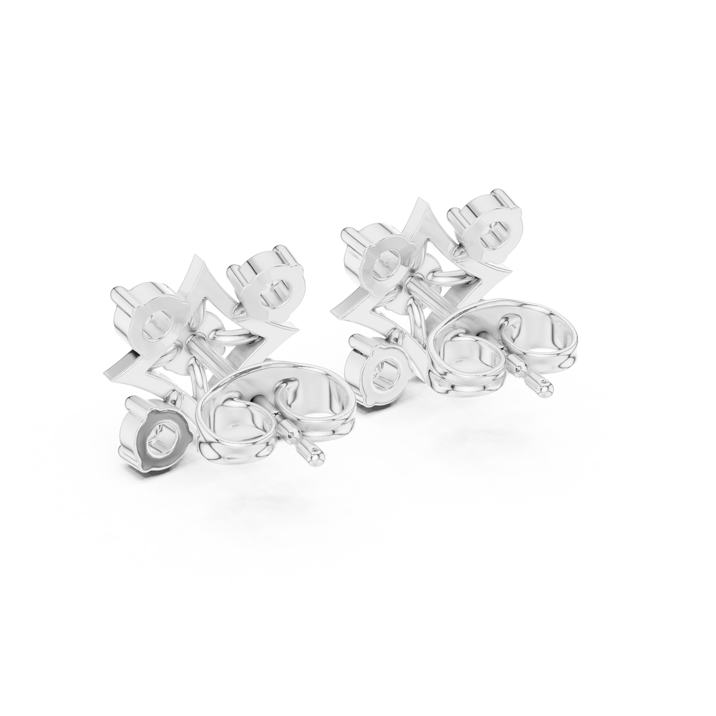 Royal Geometry Diamond Stud Combo Featuring Modern Ear Climber In Fine Gold