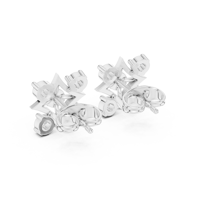 Royal Geometry Diamond Stud Combo Featuring Modern Ear Climber In Fine Gold