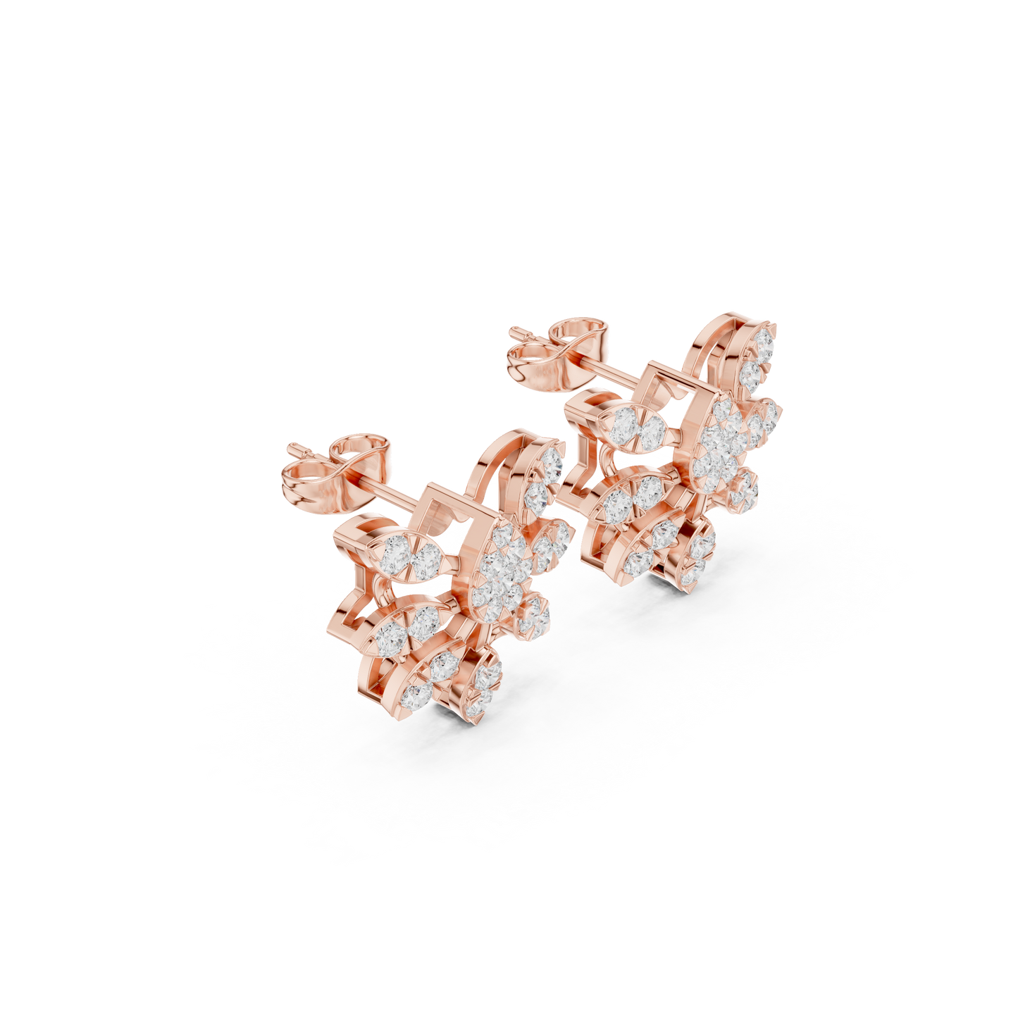 Cosmo Flora Diamond Star Earrings — Hyper-Layered 3D Sparkle Constellation Studs - Delicate Gift for Her