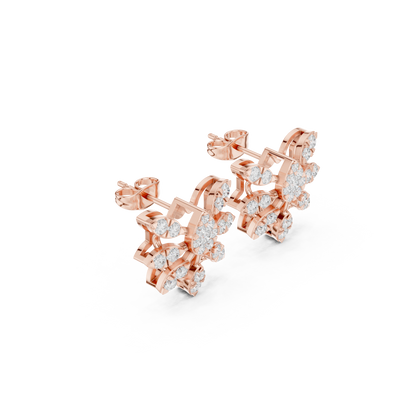 Cosmo Flora Diamond Star Earrings — Hyper-Layered 3D Sparkle Constellation Studs - Delicate Gift for Her