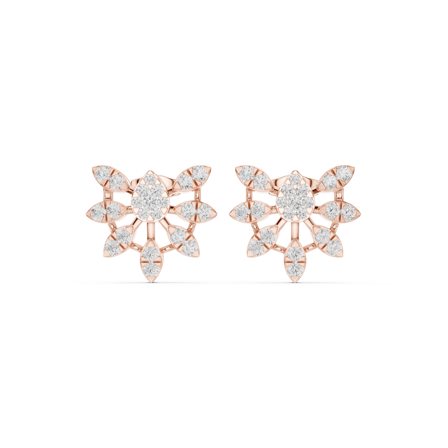 Cosmo Flora Diamond Star Earrings — Hyper-Layered 3D Sparkle Constellation Studs - Delicate Gift for Her