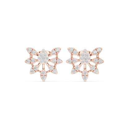 Cosmo Flora Diamond Star Earrings — Hyper-Layered 3D Sparkle Constellation Studs - Delicate Gift for Her