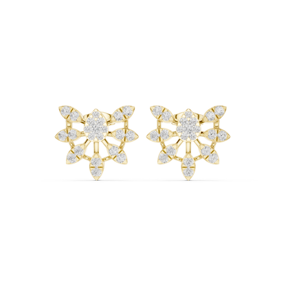 Cosmo Flora Diamond Star Earrings — Hyper-Layered 3D Sparkle Constellation Studs - Delicate Gift for Her