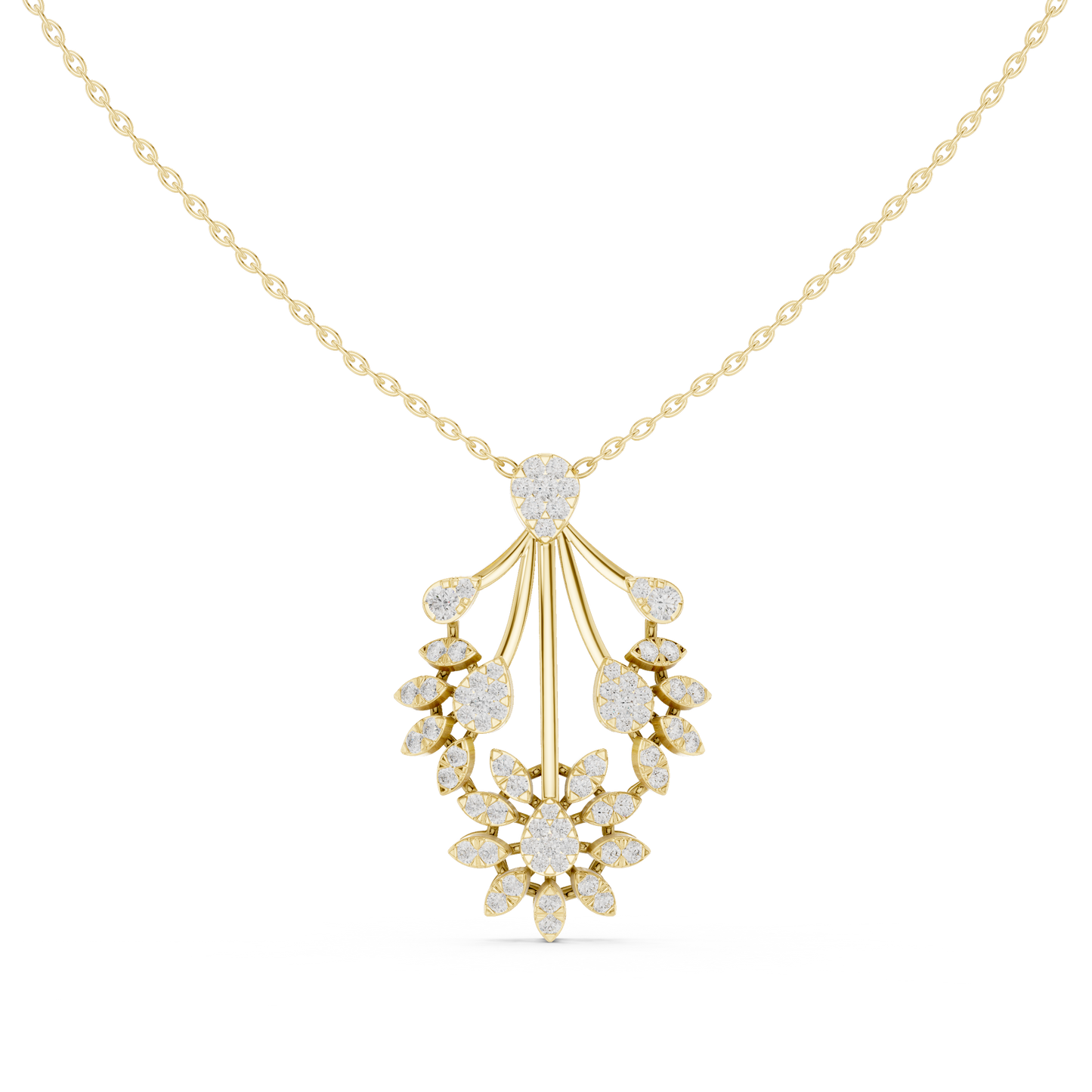 Opulent Bloom Diamond | Designer Statement Necklace | Elite Craftsmanship With Poetic Fire