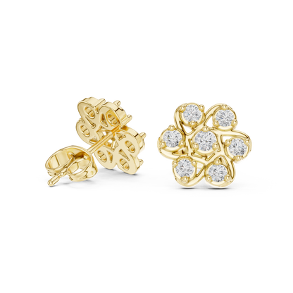 Next Generation Floral Diamond Stud Earrings Triple Gold Combo Masterpiece