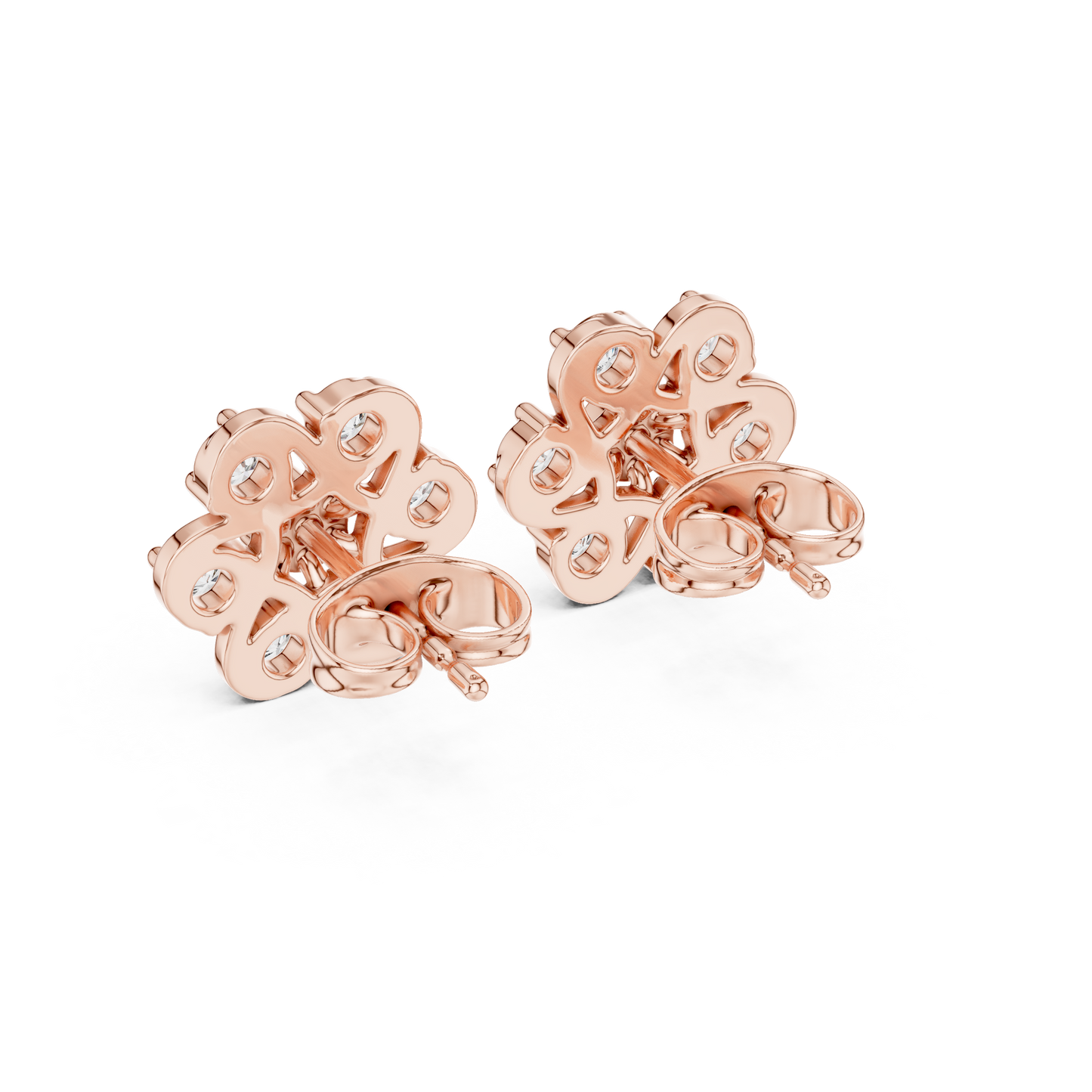 Next Generation Floral Diamond Stud Earrings Triple Gold Combo Masterpiece