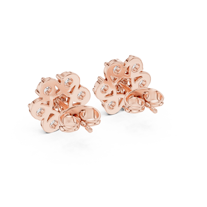 Next Generation Floral Diamond Stud Earrings Triple Gold Combo Masterpiece