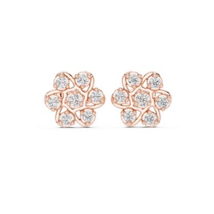 Next Generation Floral Diamond Stud Earrings Triple Gold Combo Masterpiece