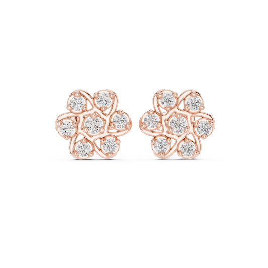 Next Generation Floral Diamond Stud Earrings Triple Gold Combo Masterpiece