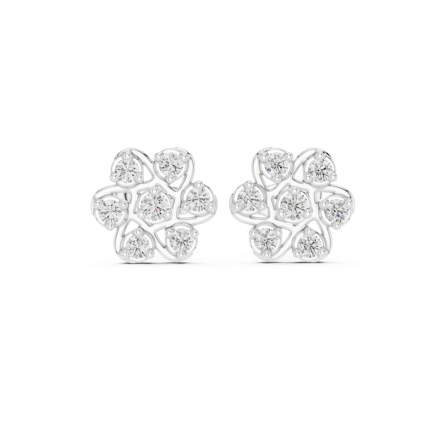 Next Generation Floral Diamond Stud Earrings Triple Gold Combo Masterpiece