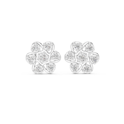 Next Generation Floral Diamond Stud Earrings Triple Gold Combo Masterpiece