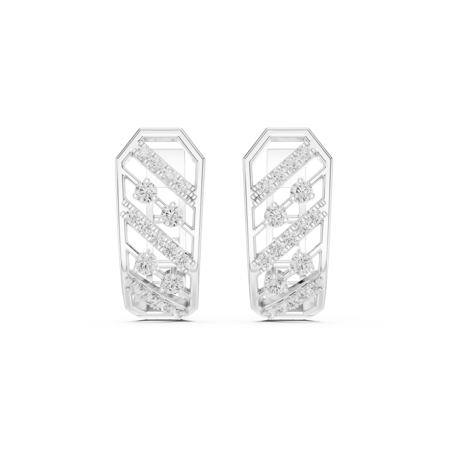 Collector’s Edition Diamond Earrings – Contemporary Silver Sculpture with Diamonds