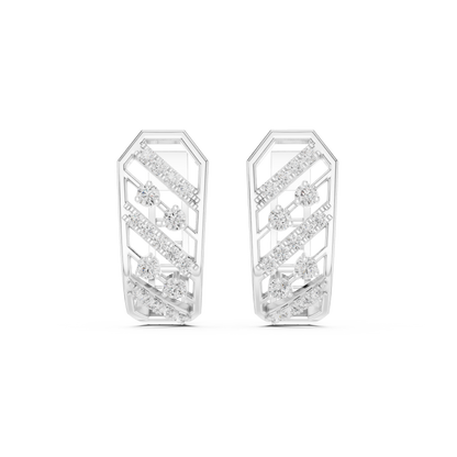Collector’s Edition Diamond Earrings – Contemporary Silver Sculpture with Diamonds