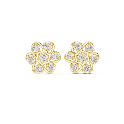 Next Generation Floral Diamond Stud Earrings Triple Gold Combo Masterpiece