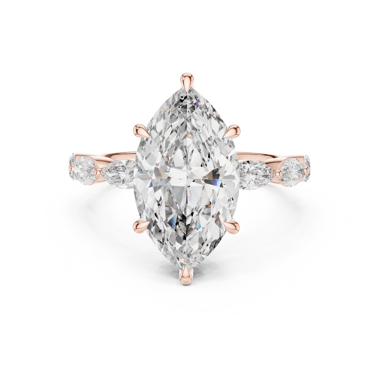4.00Ct Marquise Cut Solitaire Engagement Ring • Rose Silver Vintage Bridal Band • Dainty Anniversary Gift