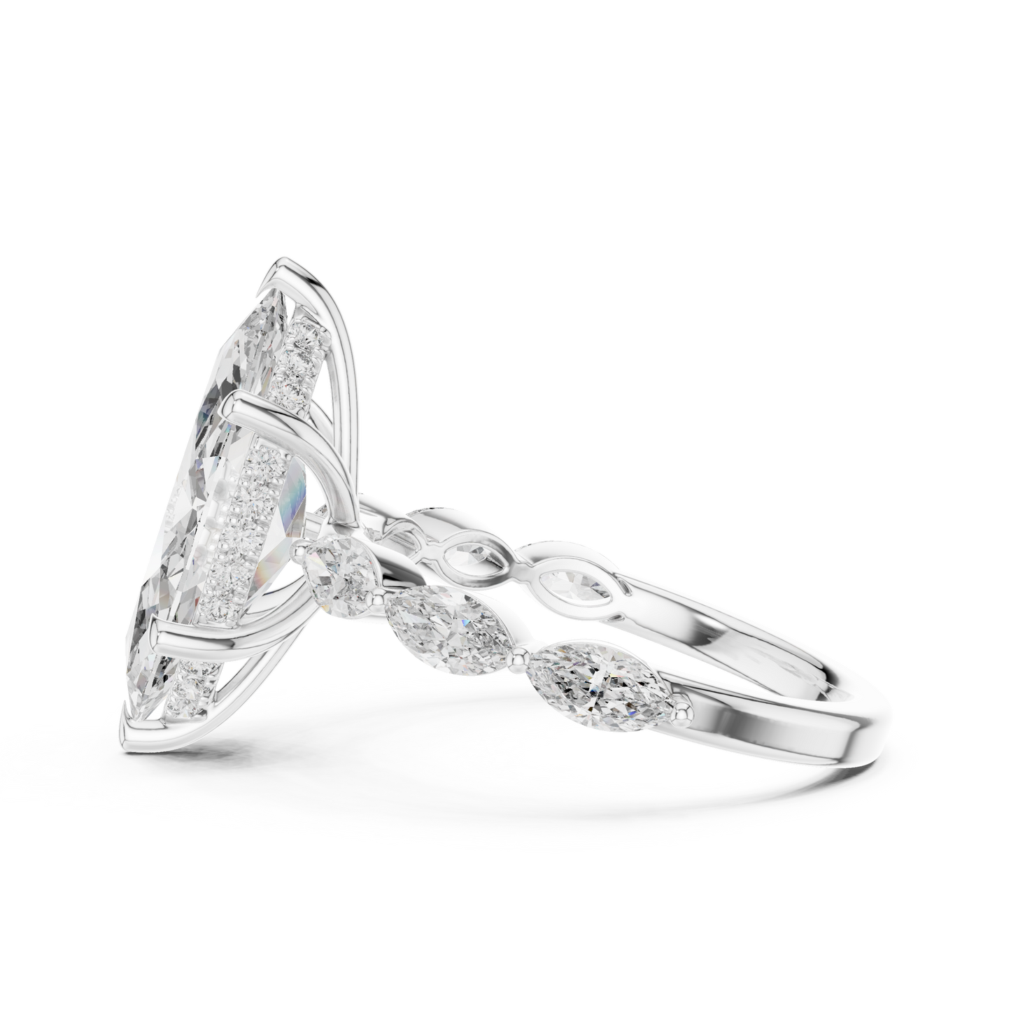 4.00Ct Marquise Cut Solitaire Engagement Ring • Rose Silver Vintage Bridal Band • Dainty Anniversary Gift