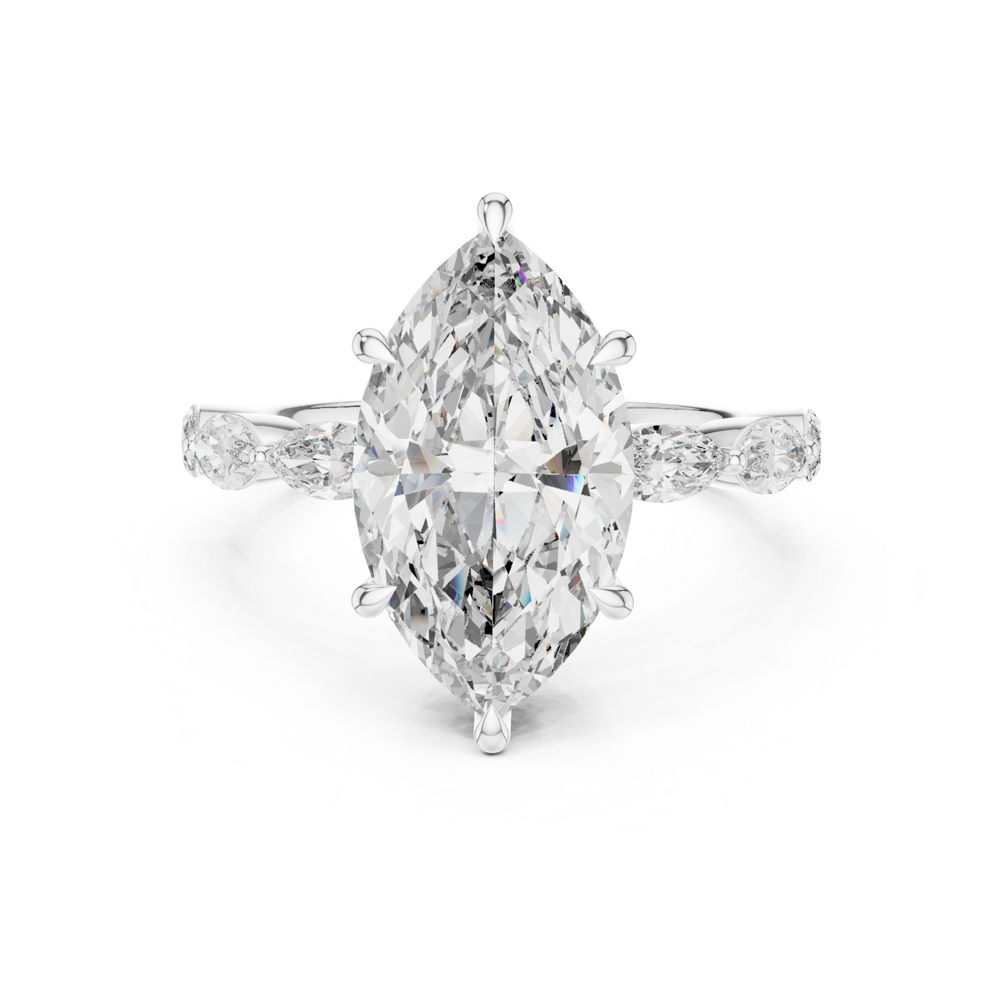 4.00Ct Marquise Cut Solitaire Engagement Ring • Rose Silver Vintage Bridal Band • Dainty Anniversary Gift