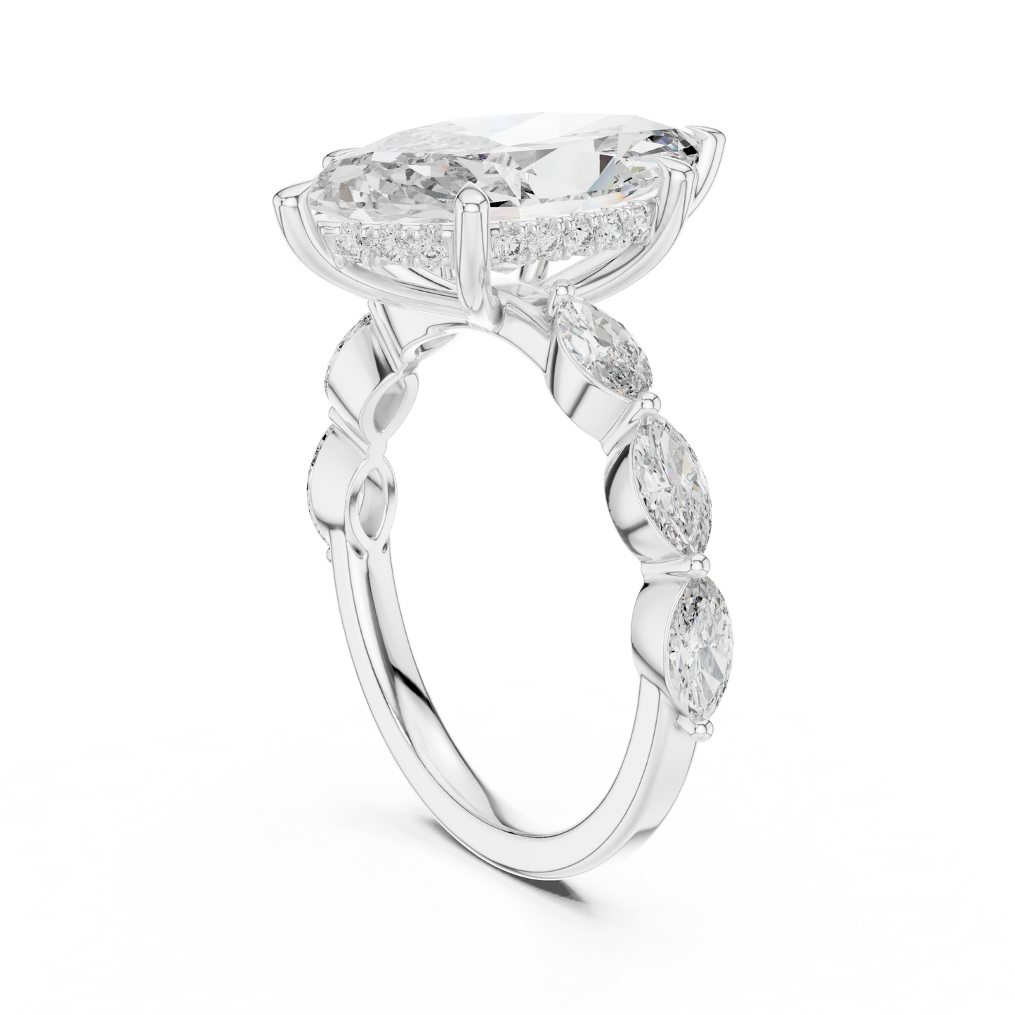 4.00Ct Marquise Cut Solitaire Engagement Ring • Rose Silver Vintage Bridal Band • Dainty Anniversary Gift