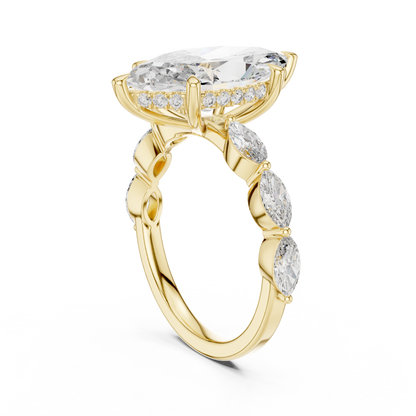 4.00Ct Marquise Cut Solitaire Engagement Ring • Rose Silver Vintage Bridal Band • Dainty Anniversary Gift