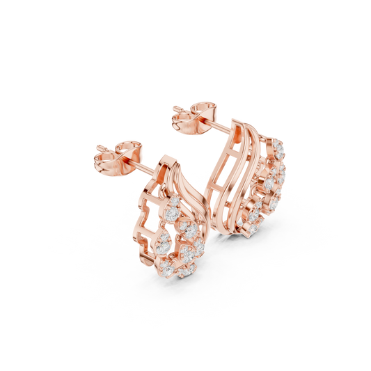 Baroque Matrix Diamond Earrings • Multi-Row Gold Cage Design • Rare High-Fashion Stud Earrings