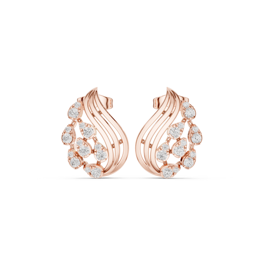Baroque Matrix Diamond Earrings • Multi-Row Gold Cage Design • Rare High-Fashion Stud Earrings