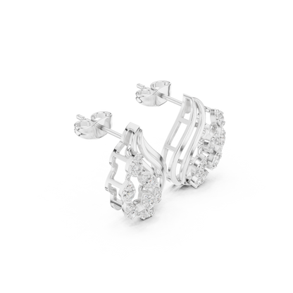 Baroque Matrix Diamond Earrings • Multi-Row Gold Cage Design • Rare High-Fashion Stud Earrings