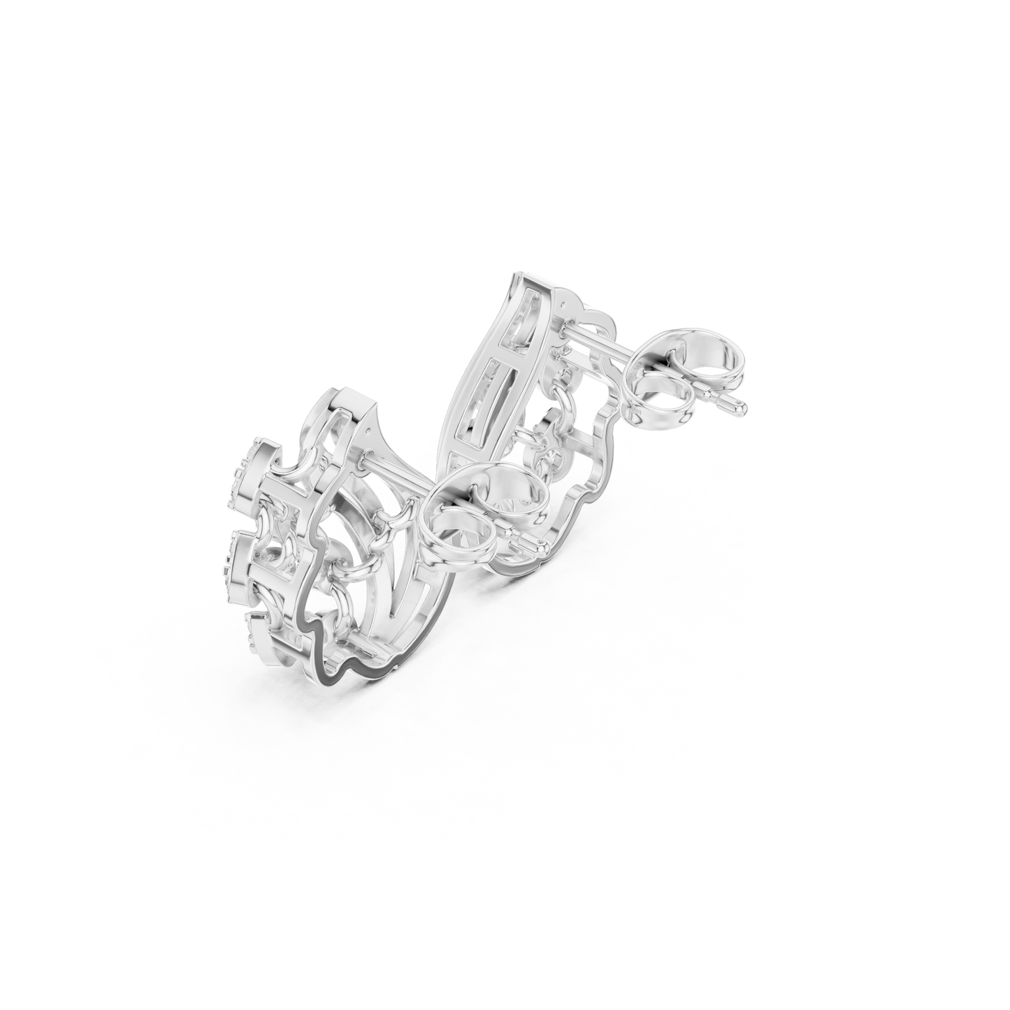 Baroque Matrix Diamond Earrings • Multi-Row Gold Cage Design • Rare High-Fashion Stud Earrings