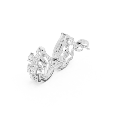 Baroque Matrix Diamond Earrings • Multi-Row Gold Cage Design • Rare High-Fashion Stud Earrings