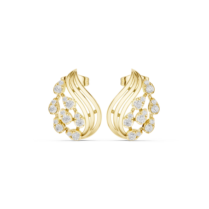Baroque Matrix Diamond Earrings • Multi-Row Gold Cage Design • Rare High-Fashion Stud Earrings